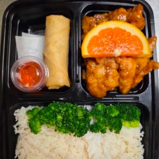 Orange Chicken with Egg Roll